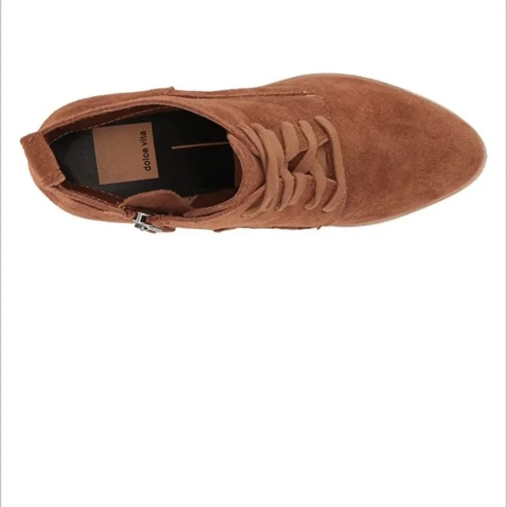 DOLCE VITA STANLI COGNAC SUEDE LACE UP ANKLE BOOT 8 NEW